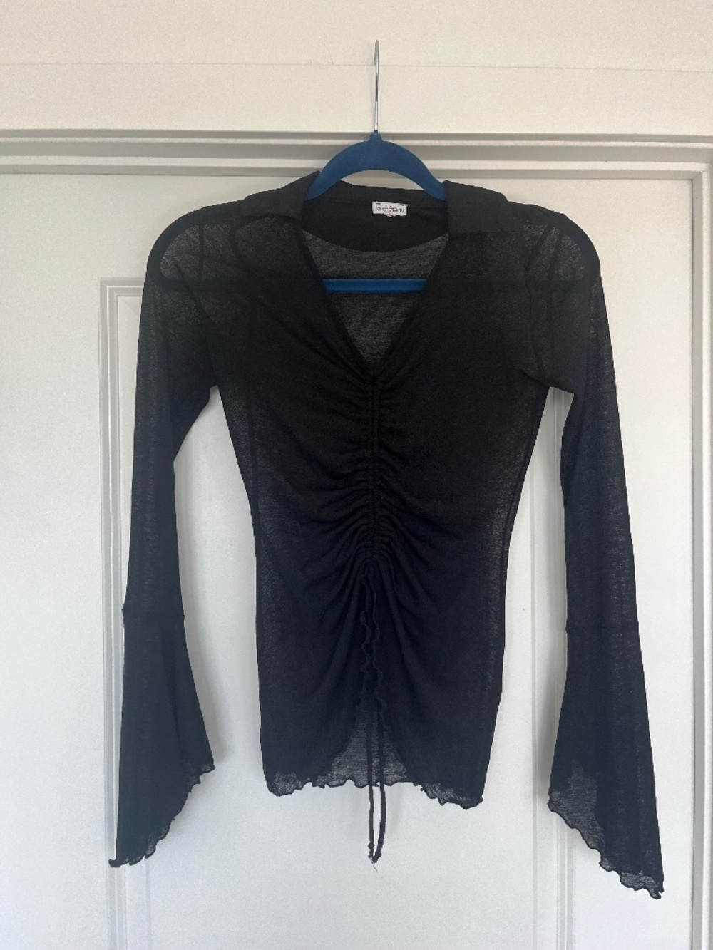 Le Chateau Mesh Bell Sleeve Top